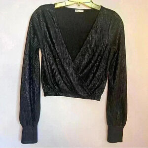 Zara Crop Top, Shiny Silver Black, Size S, EUC